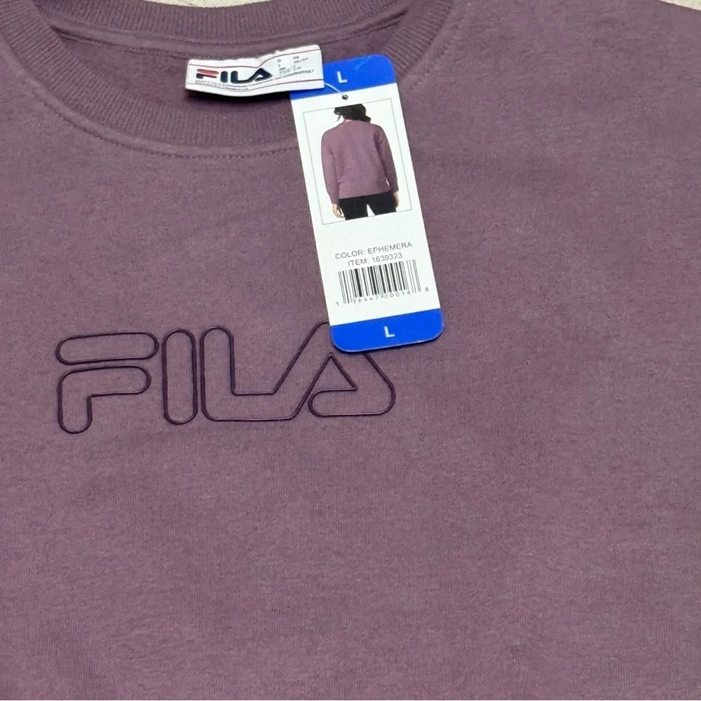 FILA Plum Crewneck Pullover with Embroidered Logo